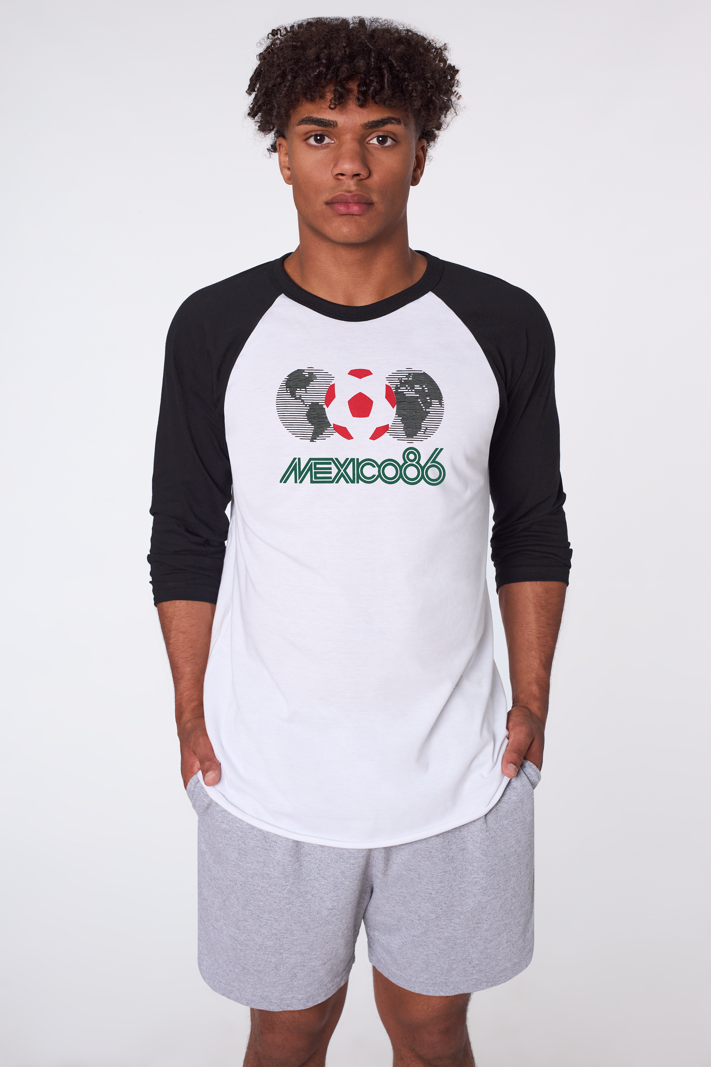 Male Mexico 86 Raglan White/Black