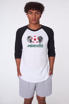 Male Mexico 86 Raglan White/Black